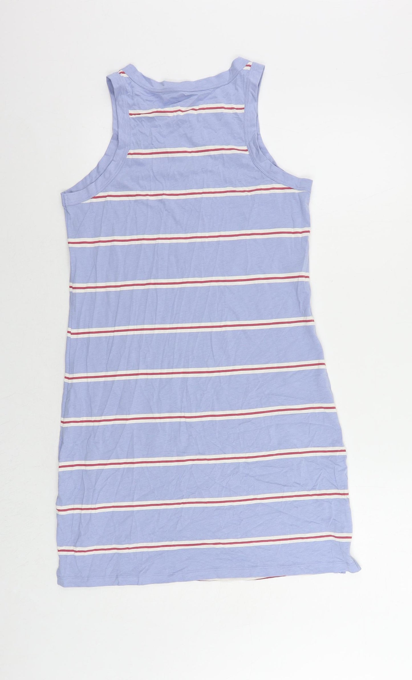 Marks and Spencer Womens Blue Striped Cotton Tank Dress Size M Crew Neck Pullover