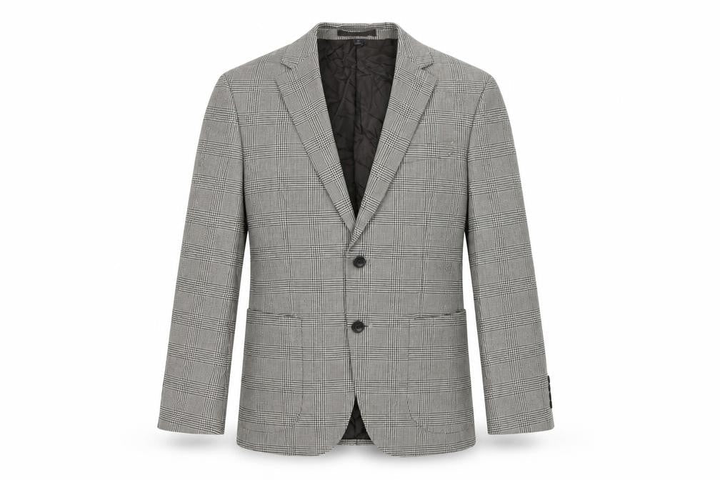 Marks & Spencer Mens Beige Plaid Polyester Jacket Suit Jacket Size 38 Regular