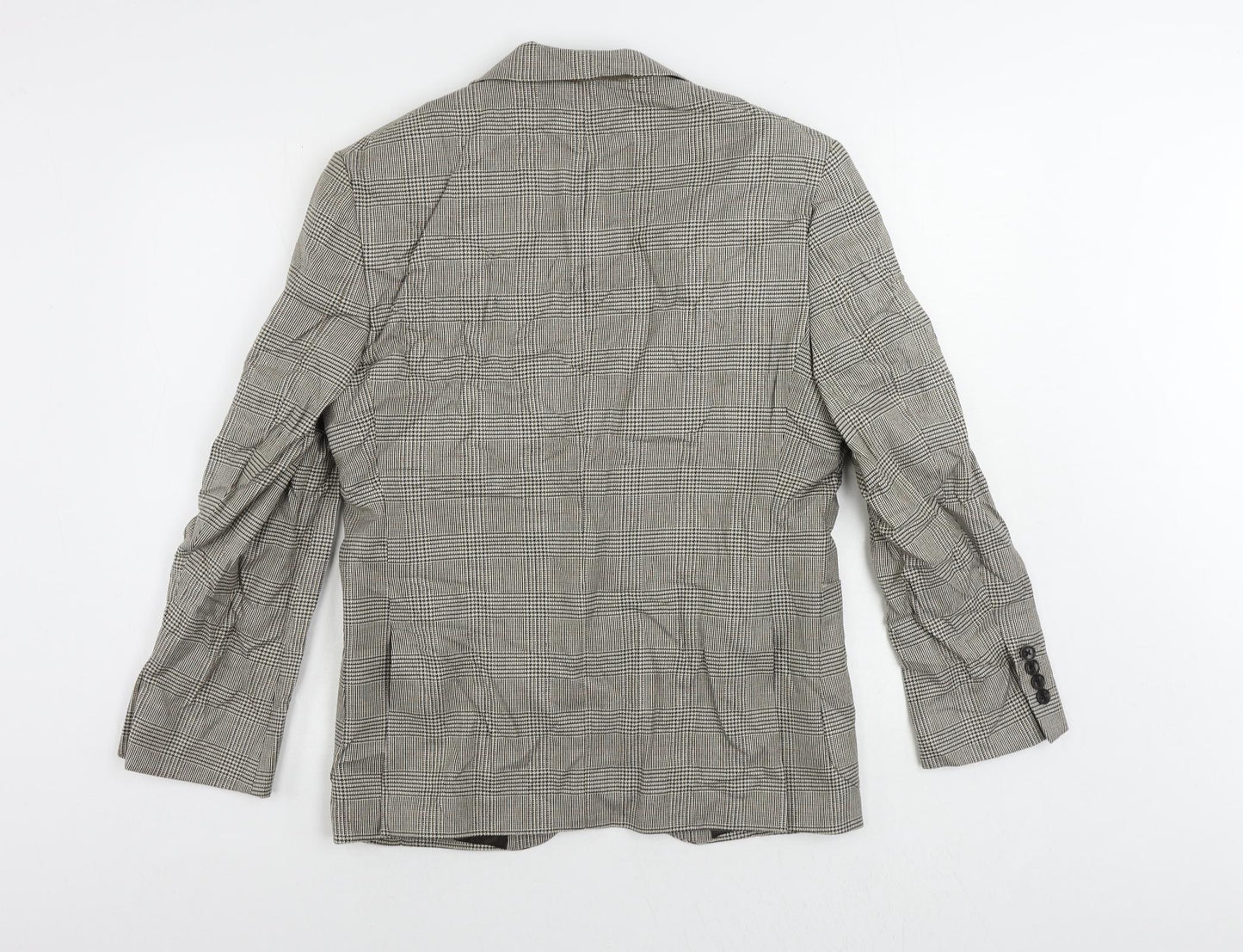 Marks and Spencer Mens Beige Plaid Polyester Jacket Suit Jacket Size 38 Regular