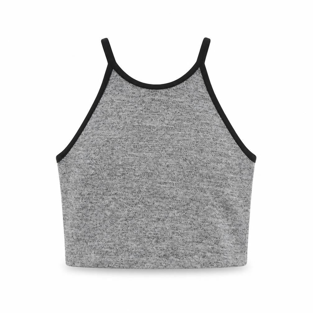Miss Selfridge Womens Grey Polyester Cropped Tank Size 8 Round Neck