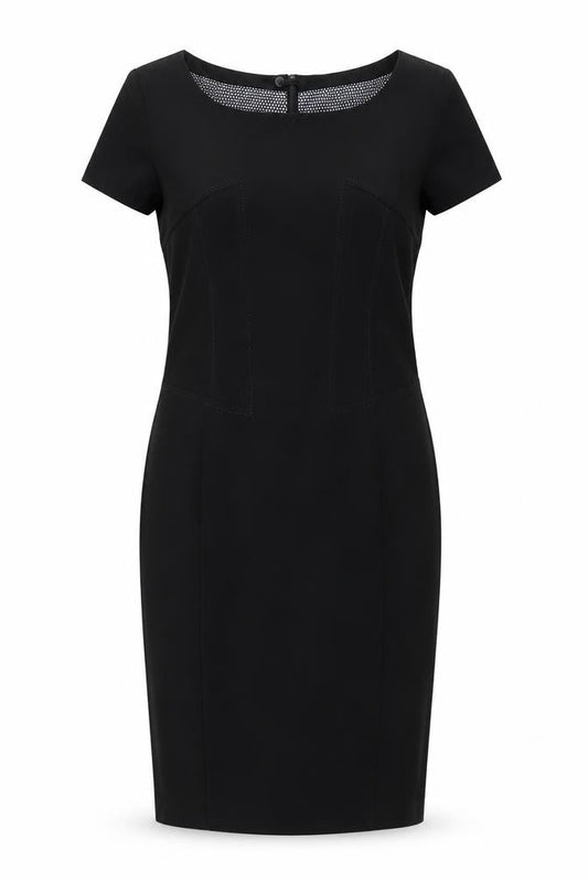 Marks & Spencer Womens Black Polyester Pencil Dress Size 14 Boat Neck Zip