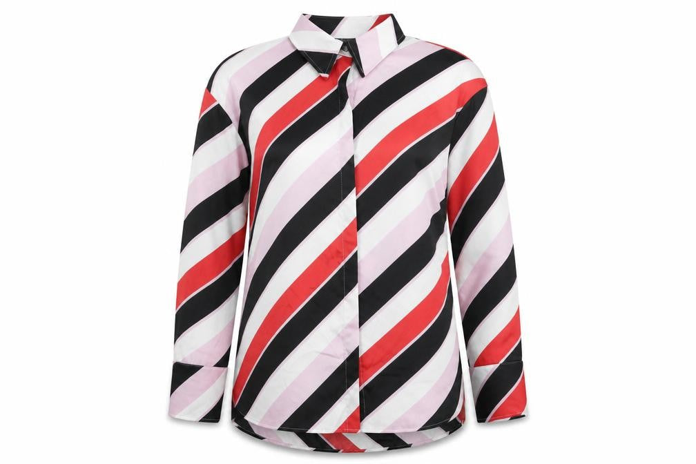 Marks & Spencer Womens Multicoloured Striped Polyester Basic Button-Up Size 10 Collared