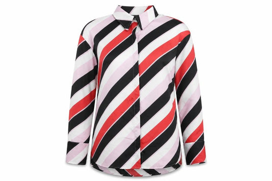 Marks and Spencer Womens Multicoloured Striped Polyester Basic Button-Up Size 10 Collared