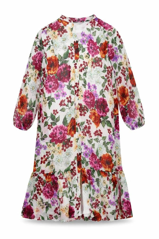 Max Womens Multicoloured Floral Polyester Sheath Size 8 V-Neck Button