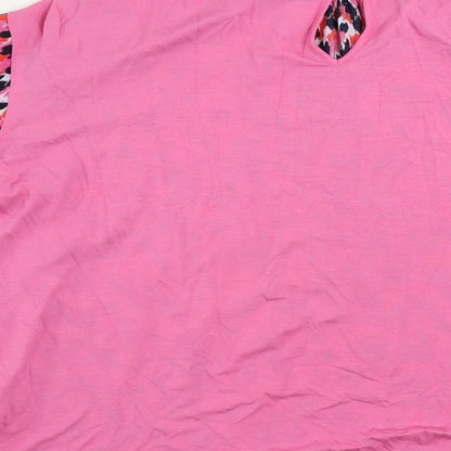 Marks & Spencer Womens Pink Animal Print Polyester Basic Blouse Size 8 Round Neck