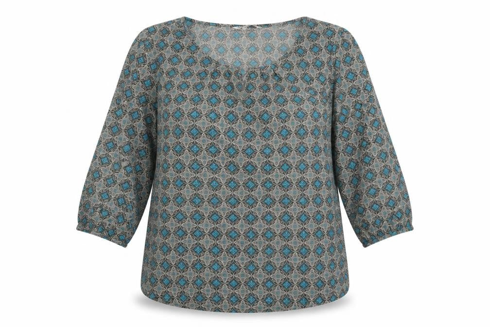 Debenhams Womens Grey Geometric Polyester Basic Blouse Size 18 Boat Neck