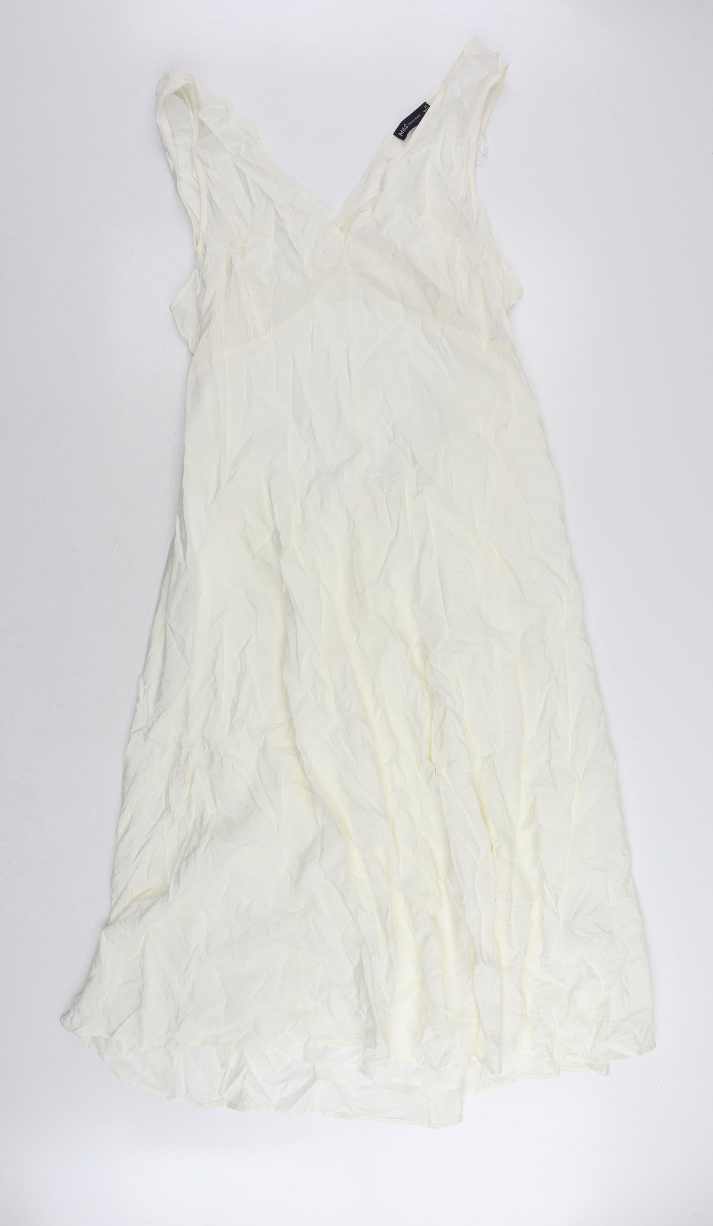 Marks and Spencer Womens Ivory Viscose Tank Dress Size 20 V-Neck - Cut Out
