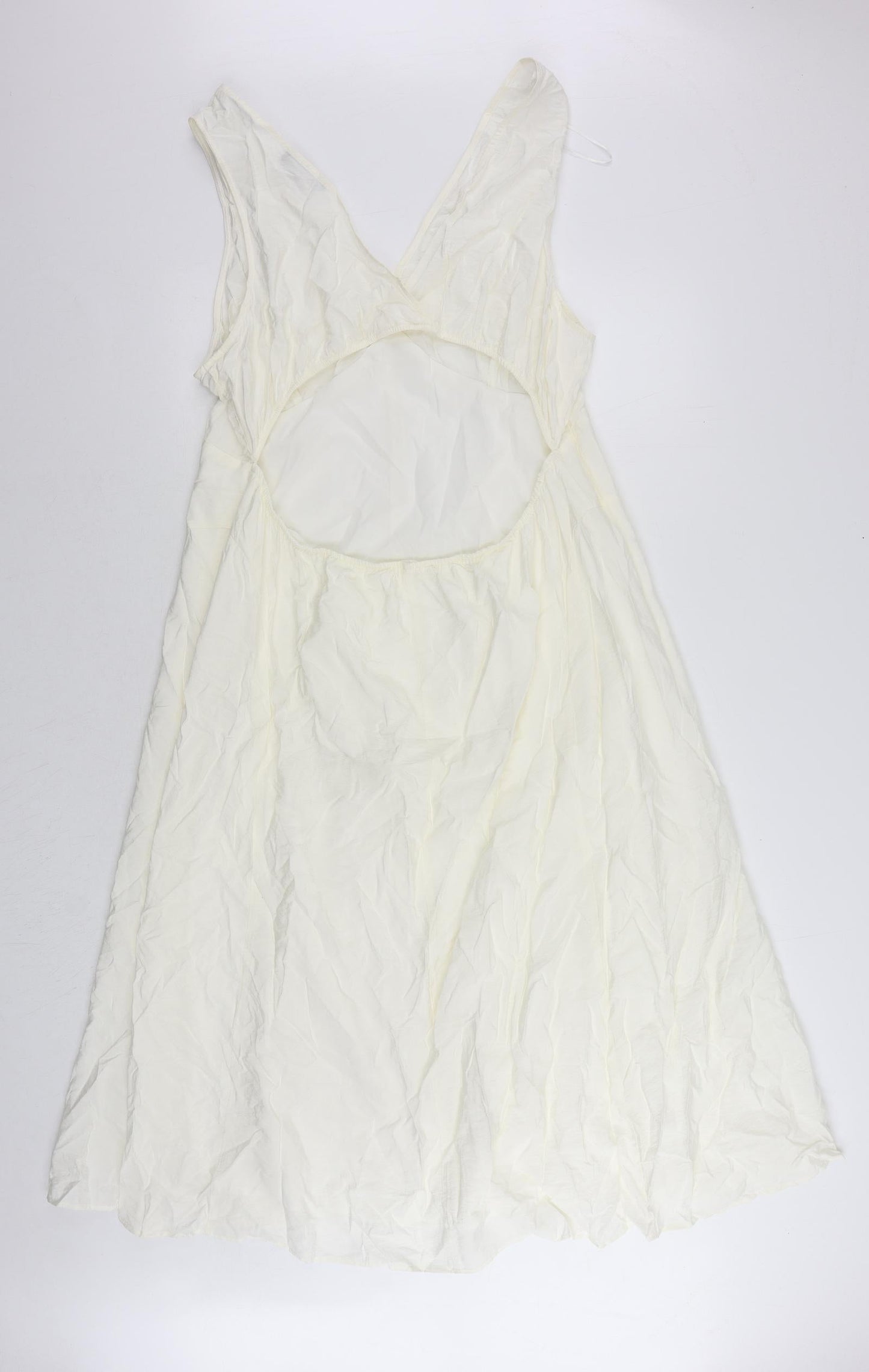 Marks and Spencer Womens Ivory Viscose Tank Dress Size 20 V-Neck - Cut Out