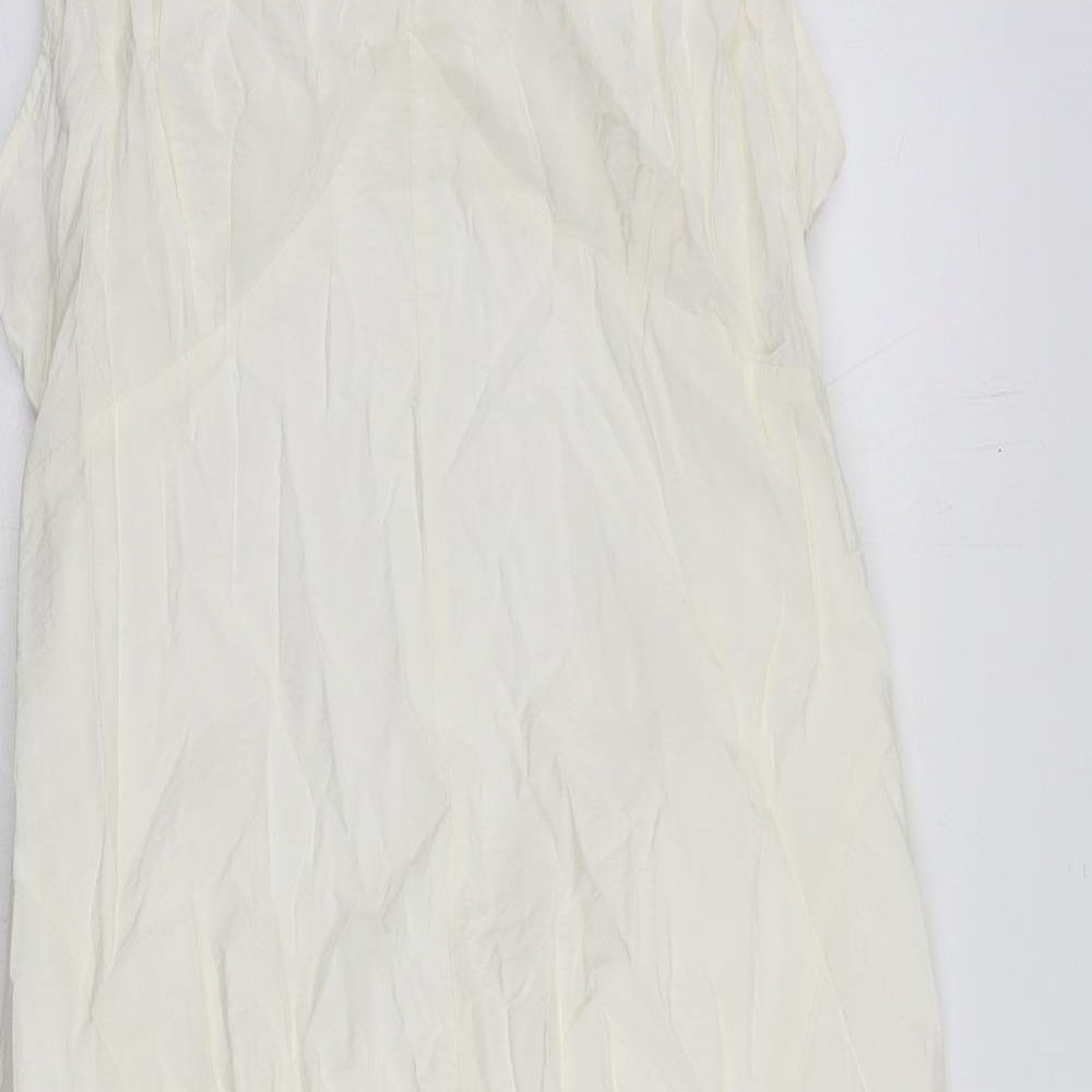 Marks and Spencer Womens Ivory Viscose Tank Dress Size 20 V-Neck - Cut Out