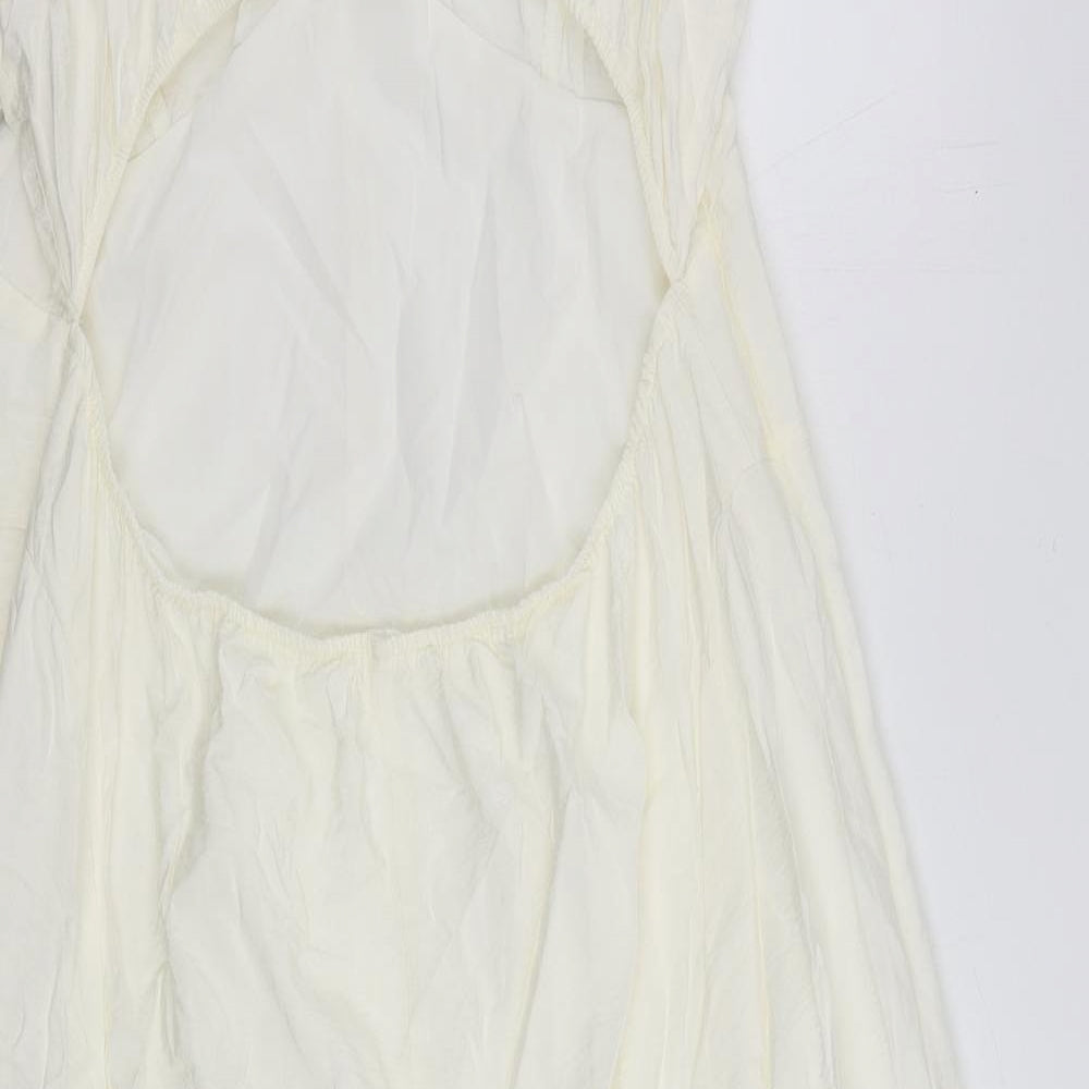 Marks and Spencer Womens Ivory Viscose Tank Dress Size 20 V-Neck - Cut Out