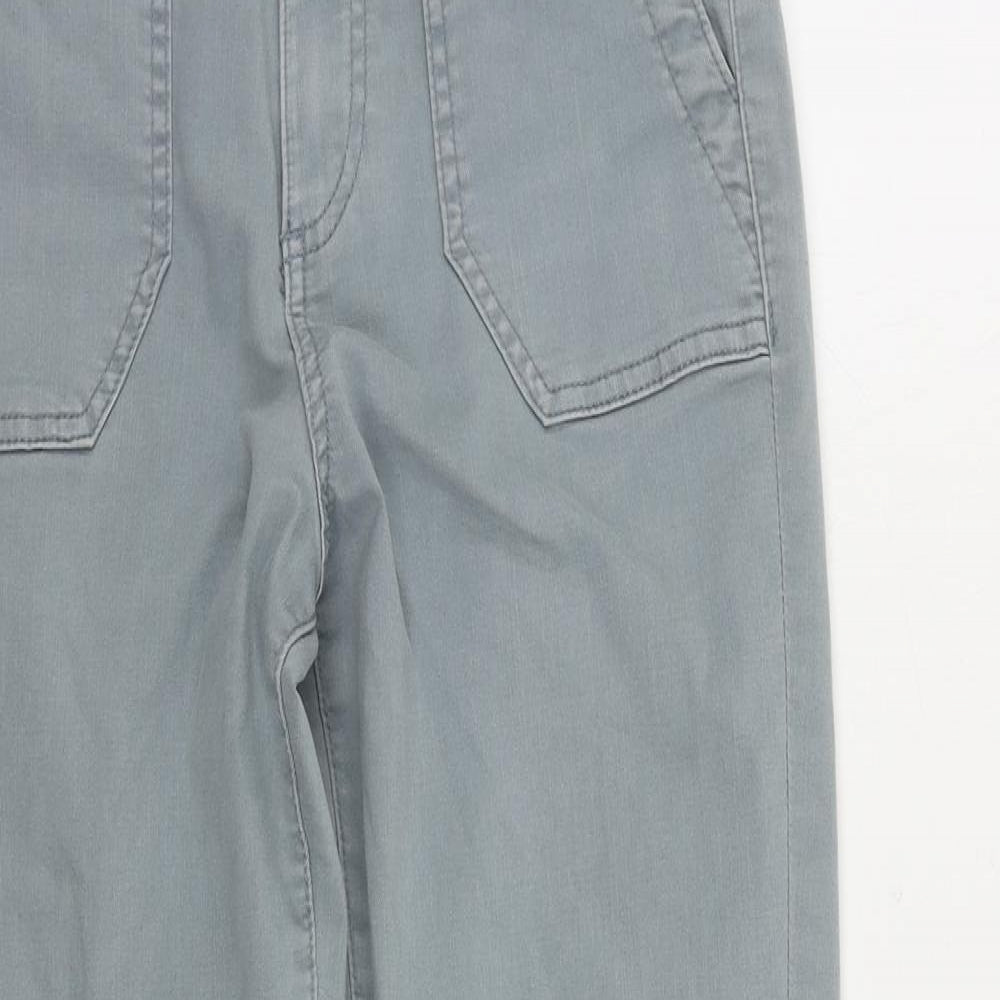 Marks and Spencer Womens Blue Cotton Tapered Jeans Size 6 L25 in Regular Zip - Ankle Zip