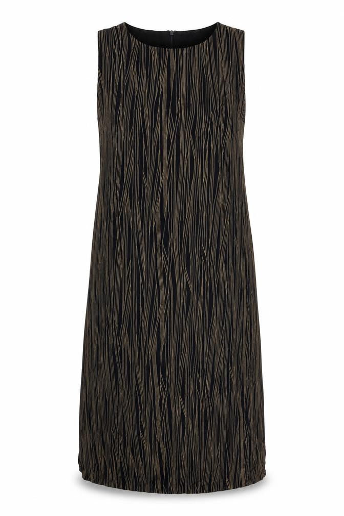 Marks & Spencer Womens Blue Striped Viscose Sheath Size 14 Round Neck Zip