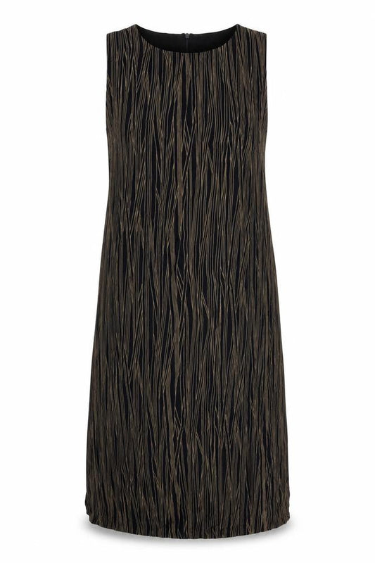 Marks & Spencer Womens Blue Striped Viscose Sheath Size 14 Round Neck Zip