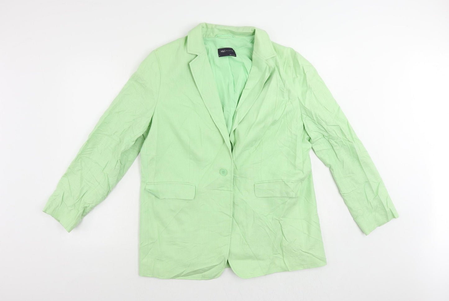Marks and Spencer Womens Green Jacket Blazer Size 16 Button