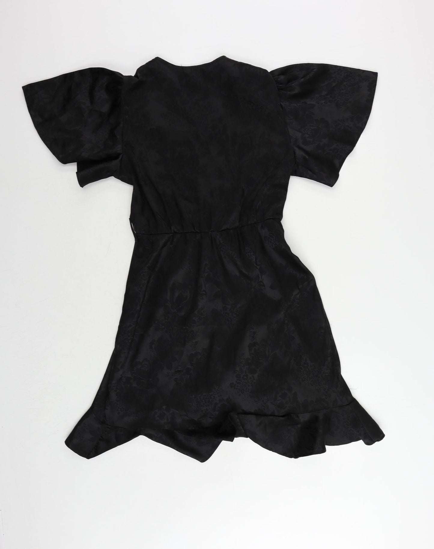 New Look Womens Black Floral Polyester A-Line Size 10 V-Neck Pullover