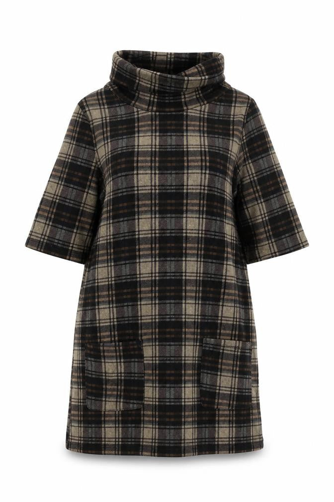 Stella Morgan Womens Multicoloured Plaid Polyester Jumper Dress Size 8 Roll Neck Pullover