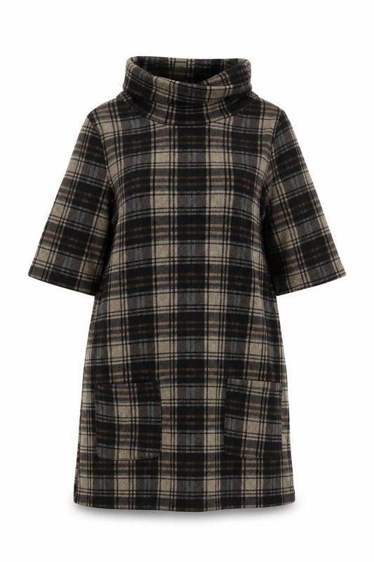 Stella Morgan Womens Multicoloured Plaid Polyester Jumper Dress Size 8 Roll Neck Pullover