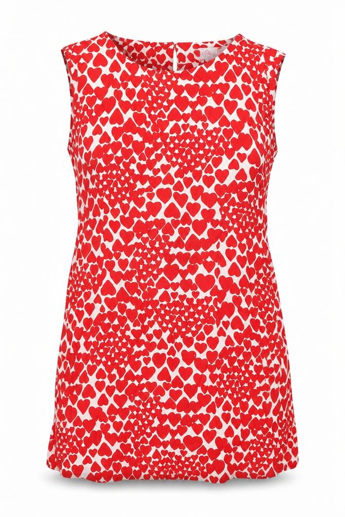 Be Beau Womens Red Geometric Viscose Shift Size 16 Round Neck Zip