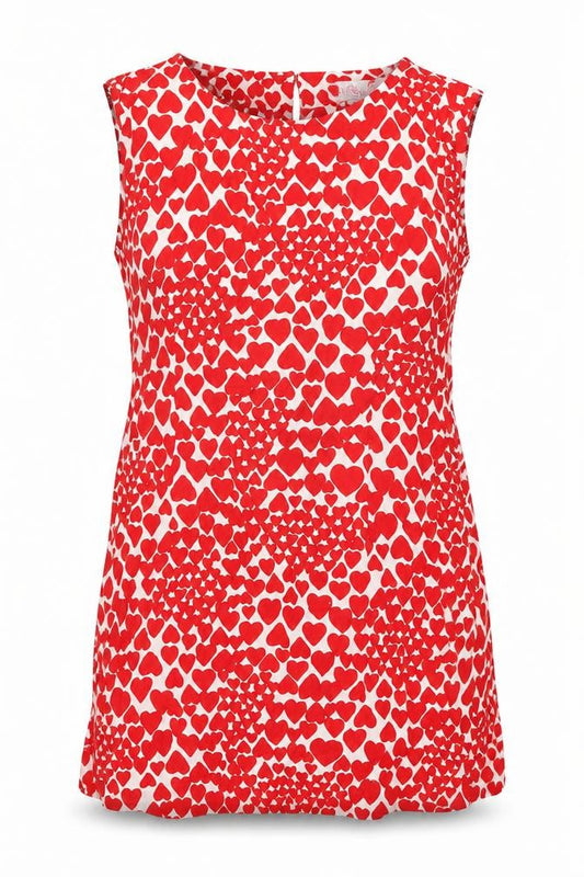Be Beau Womens Red Geometric Viscose Shift Size 16 Round Neck Zip