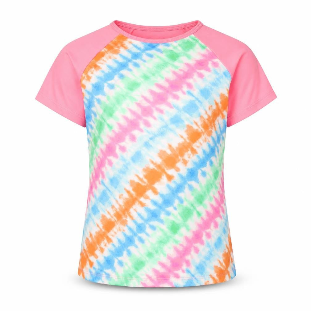 Lands' End Girls Pink Geometric Polyester Basic T-Shirt Size L Round Neck Pullover