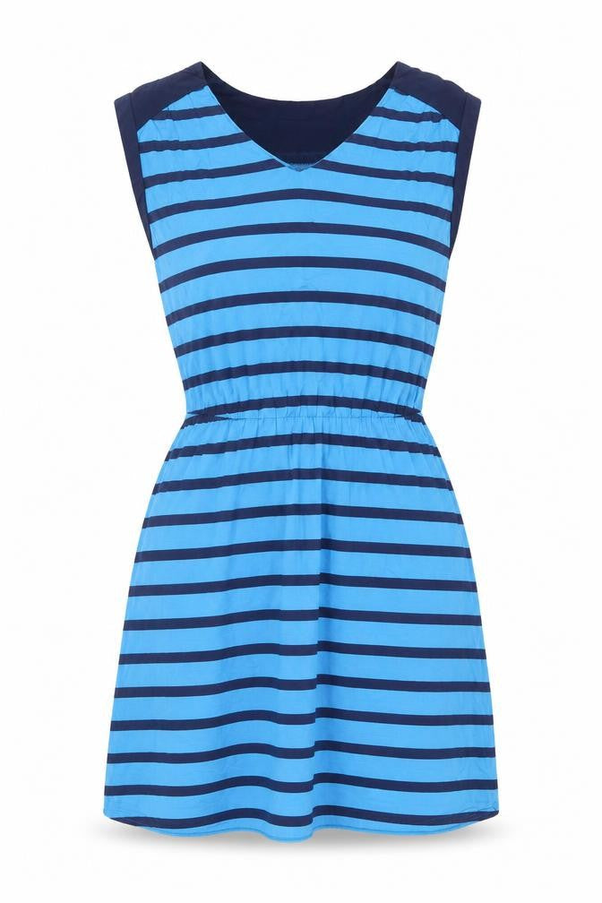 Gap Womens Blue Striped Rayon Skater Dress Size S V-Neck Pullover