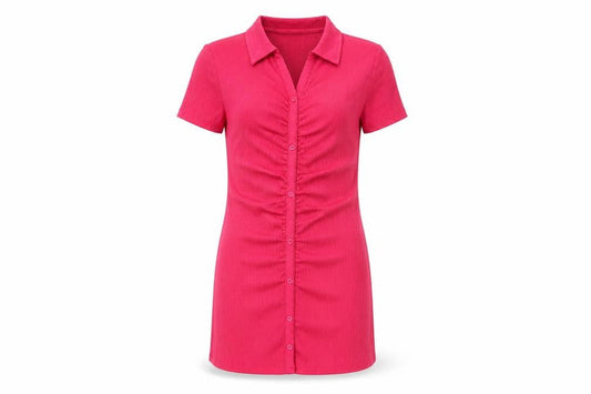 Candy Girls Pink Polyester Mini Size 12 Years Collared Button