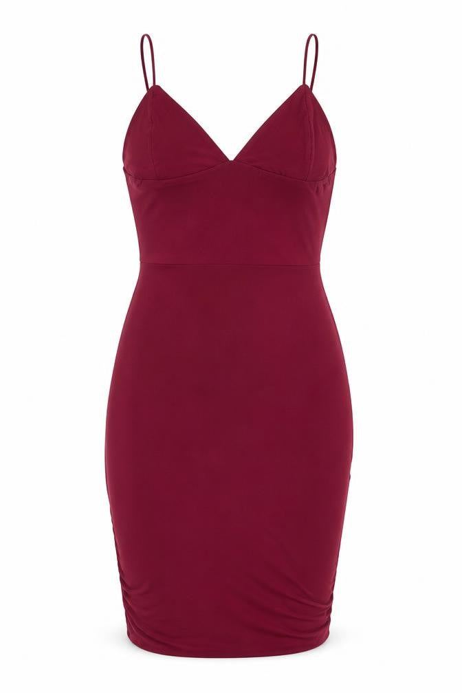 Missguided Womens Red Polyester Bodycon Size 14 V-Neck Pullover