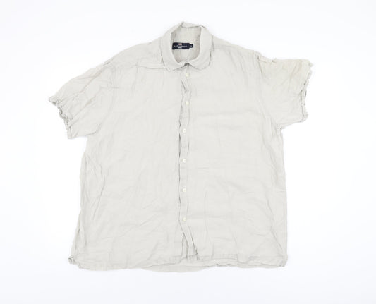 Blue Harbour Mens Grey Cotton Button-Up Size L Collared Button