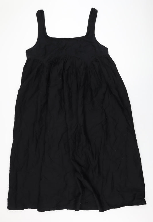 ASOS Womens Black Cotton Shift Size 16 Scoop Neck Pullover