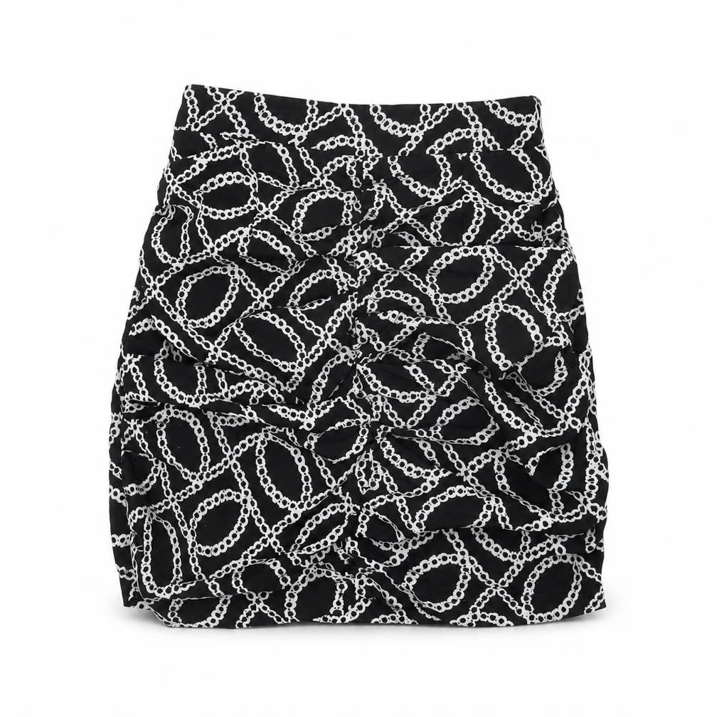 Misspap Womens Black Geometric Polyester Mini Skirt Size 8 Zip