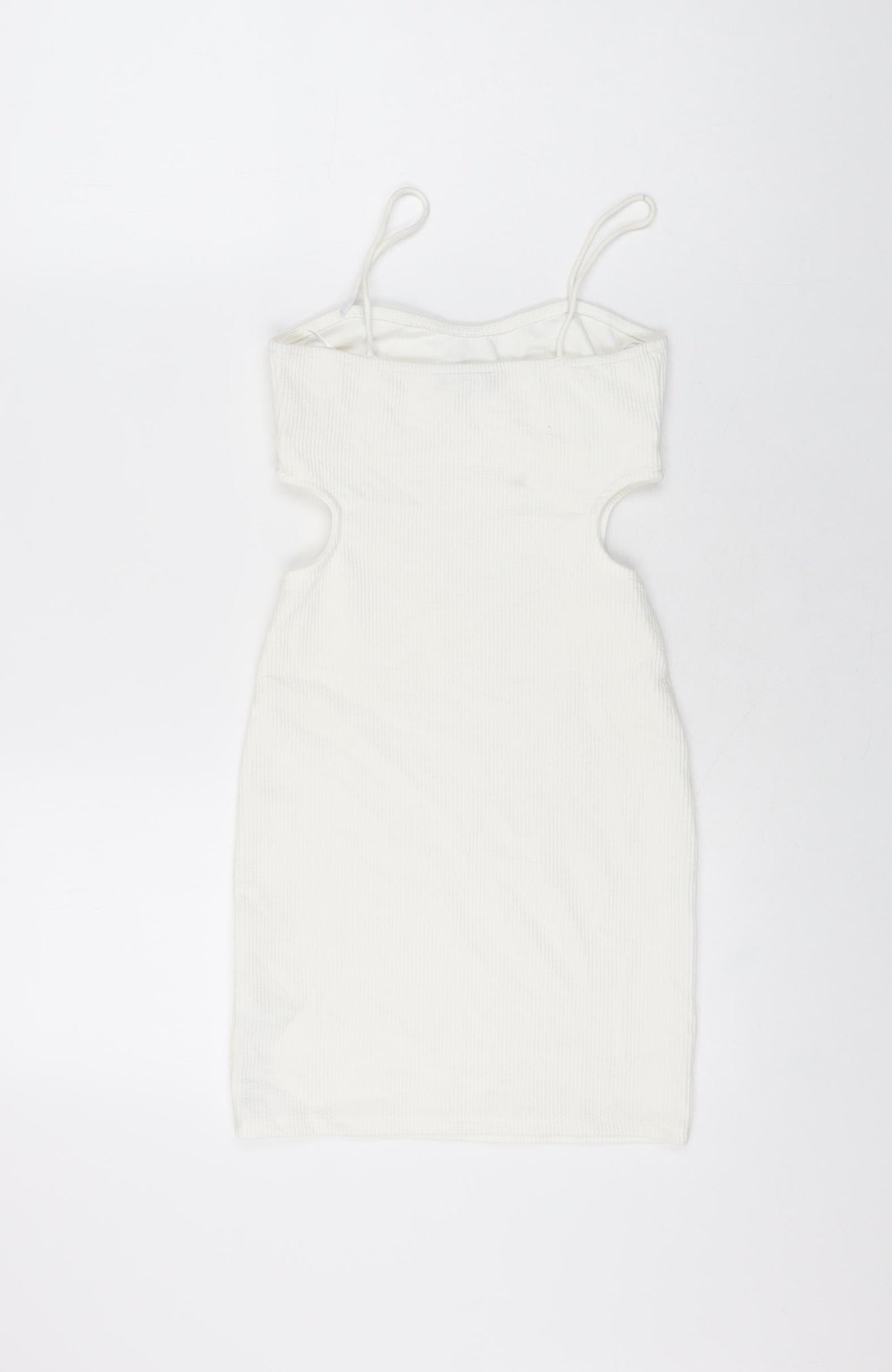 Bershka Womens White Polyester Mini Size S Sweetheart Pullover