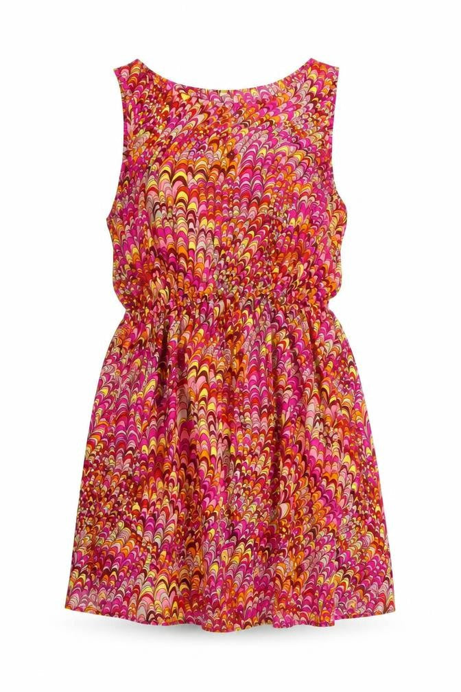 Chelsea Girl Womens Multicoloured Geometric Polyester Skater Dress Size 12 Round Neck Pullover