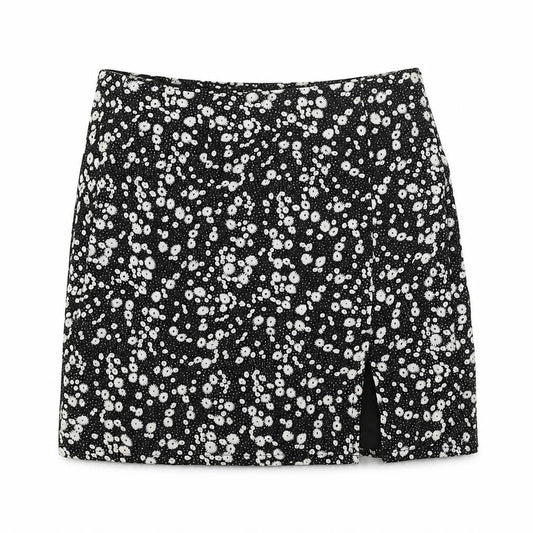 Daisy Street Womens Black Floral Polyester Mini Skirt Size 6 Zip