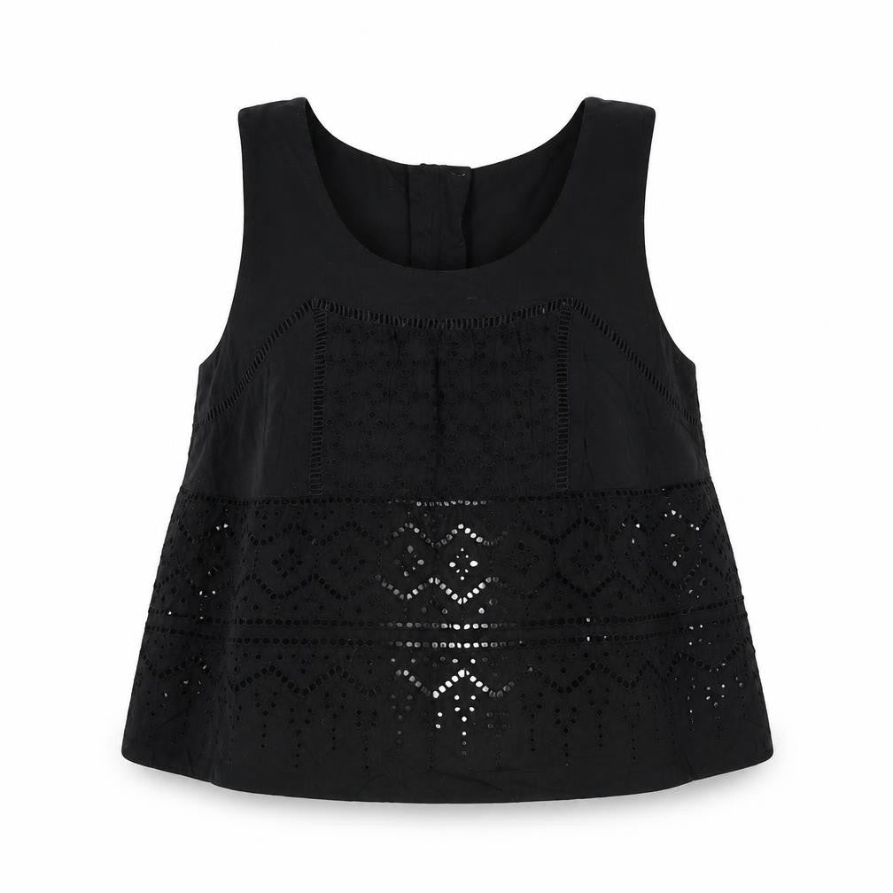 Miss Selfridge Womens Black Geometric Cotton Basic T-Shirt Size 12 Round Neck