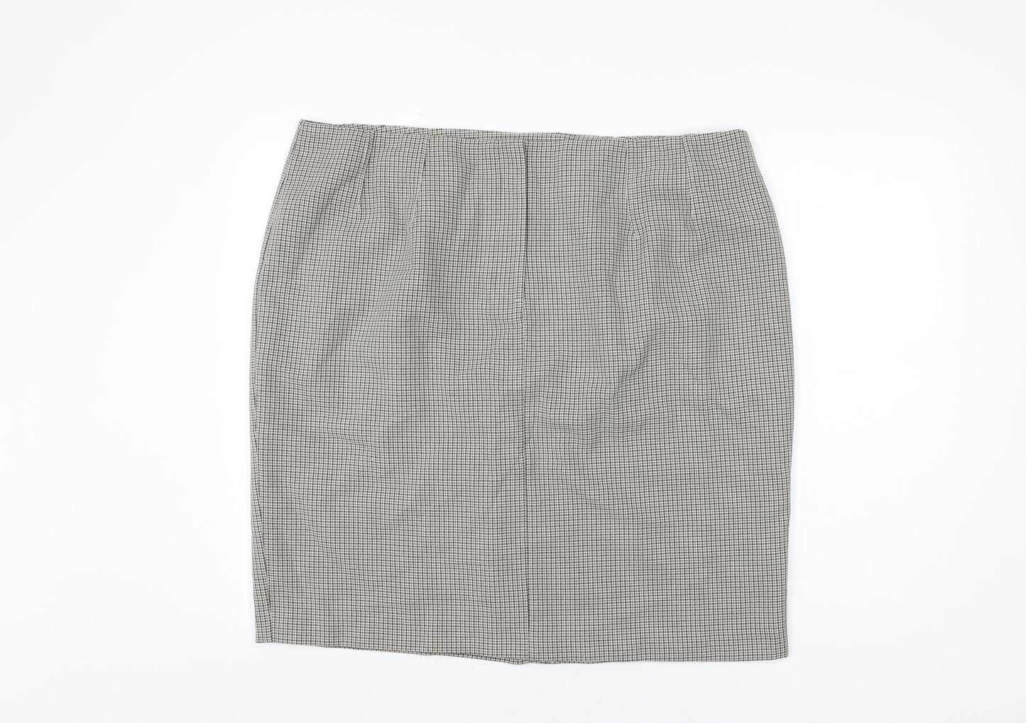 Marks and Spencer Womens Brown Geometric Polyester A-Line Skirt Size 22 Zip