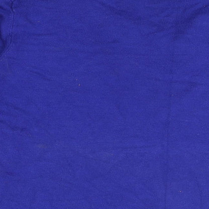 Paramour Womens Blue Geometric Viscose Basic T-Shirt Size L Round Neck