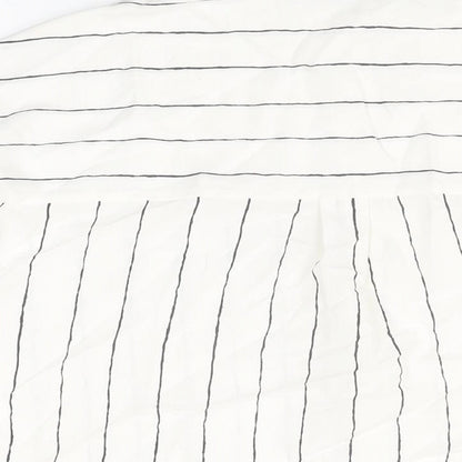 Marks & Spencer Womens White Striped Lyocell Basic Button-Up Size 6 Collared