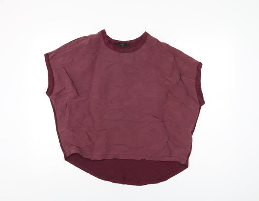 NEXT Womens Red Polyester Basic T-Shirt Size 8 Round Neck