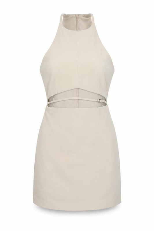 Zara Womens Beige Polyester Mini Size XS Round Neck Zip
