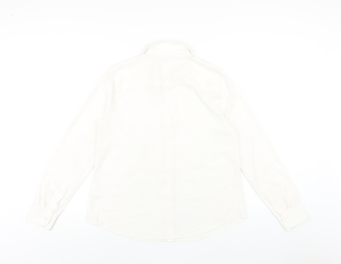 H&M Womens White Polyester Basic Button-Up Size 14 Collared
