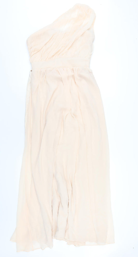Little Misstress Womens Beige Polyester Maxi Size 14 One Shoulder Zip