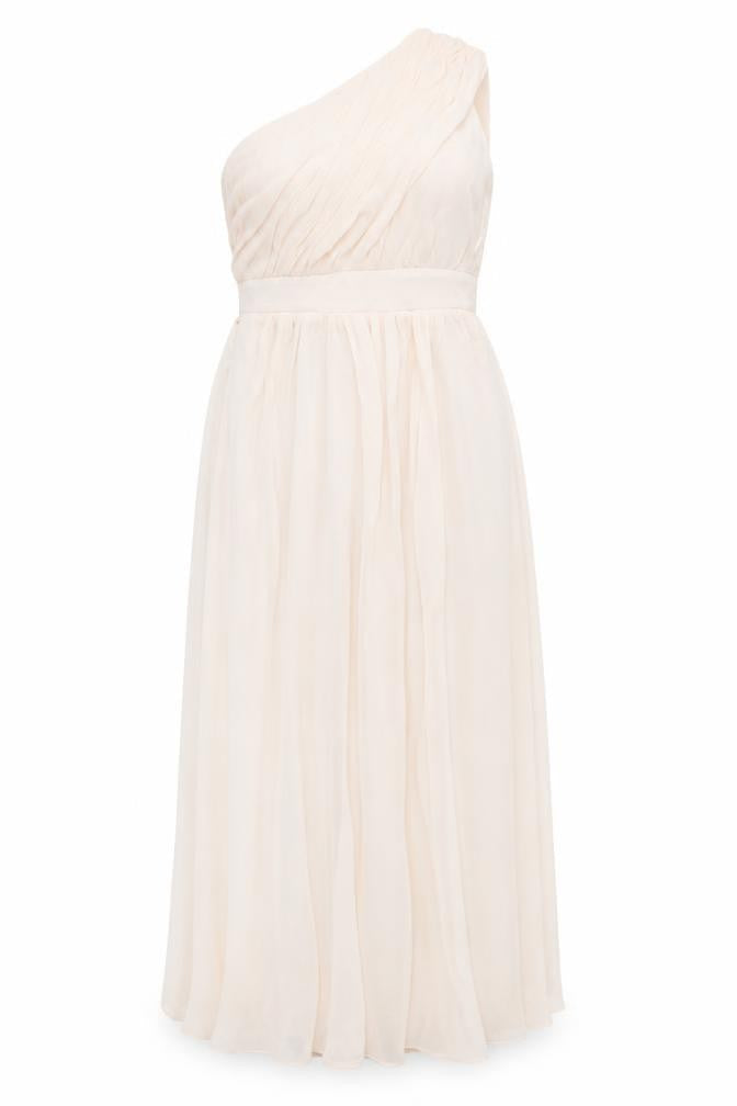 Little Misstress Womens Beige Polyester Maxi Size 14 One Shoulder Zip