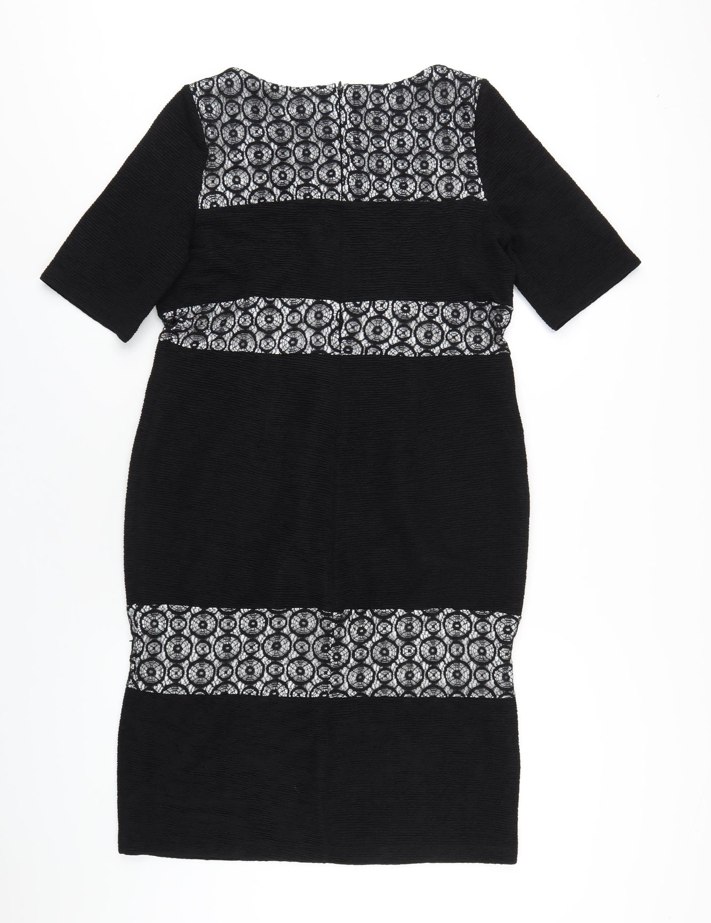 Per Una Womens Black Polyester Pencil Dress Size 16 Roll Neck Zip