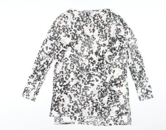 Per Una Womens Multicoloured Animal Print Polyester Basic T-Shirt Size 14 Round Neck