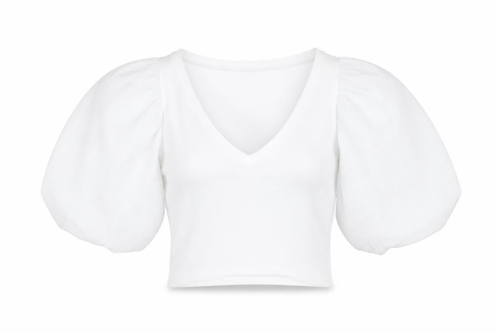 Zara Womens White Polyester Cropped T-Shirt Size M V-Neck