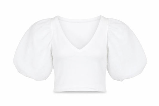 Zara Womens White Polyester Cropped T-Shirt Size M V-Neck