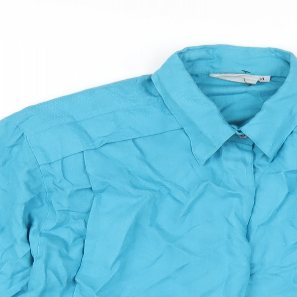 NEXT Womens Blue Polyester Basic Button-Up Size 14 Collared