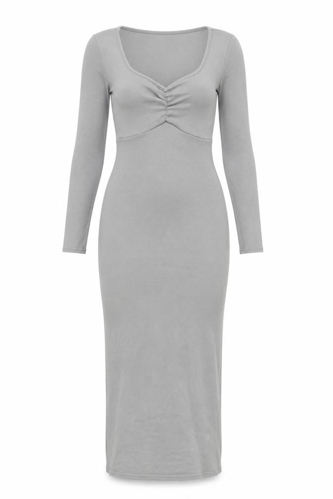 New Look Womens Grey Polyester Bodycon Size 10 Square Neck Pullover