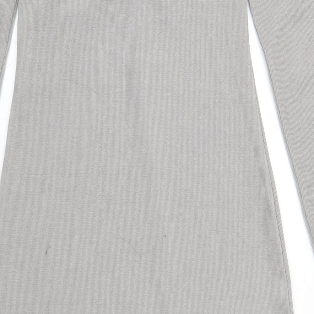 New Look Womens Grey Polyester Bodycon Size 10 Square Neck Pullover