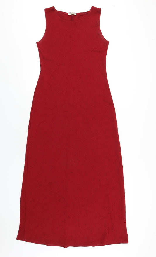Topshop Womens Red Polyester A-Line Size 10 Round Neck Pullover